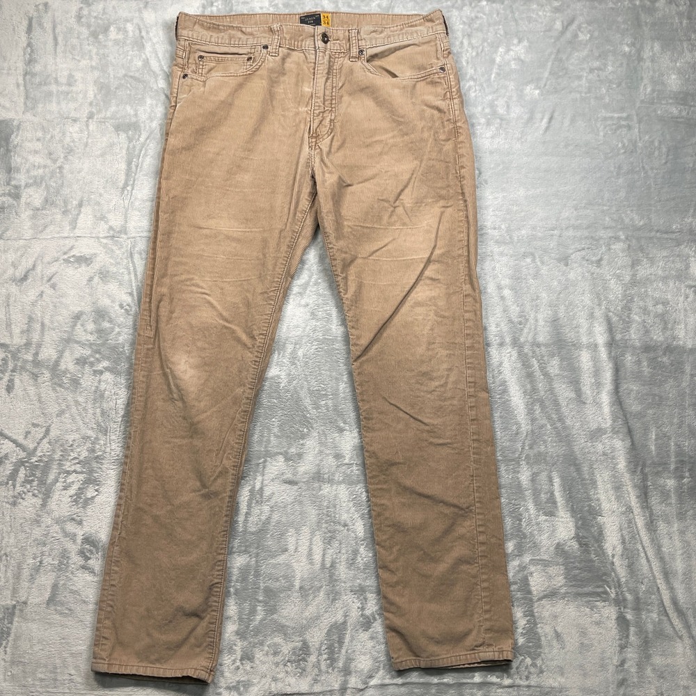 J Crew 770 Corduroy Pants Mens 34x34 Straight‎ Fit Tan Khaki Casual Chinos